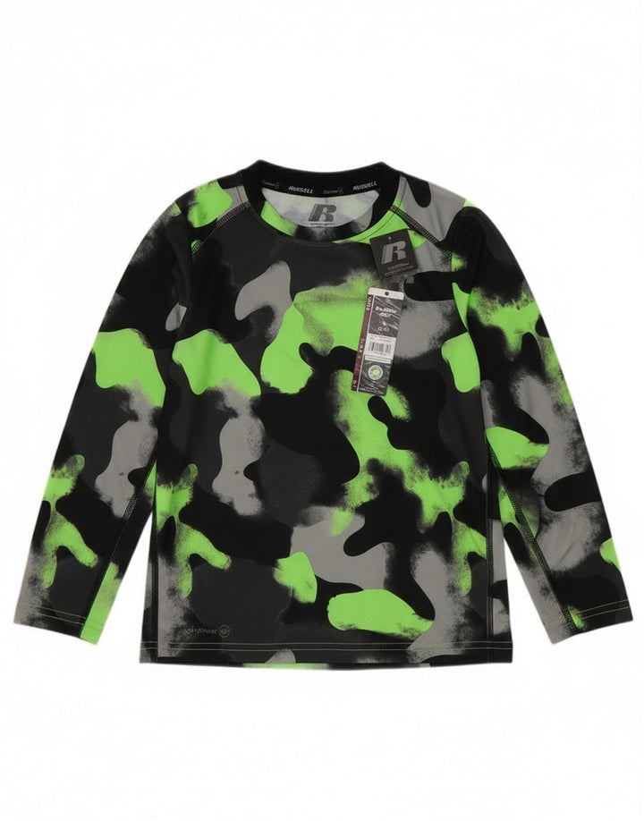 Russell Athletic Boys Dri-Power Top manga comprida 6-7 anos pequeno preto