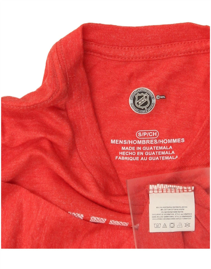 Camiseta masculina NHL Chicago Blackhawks com estampa gráfica pequena de poliéster vermelho