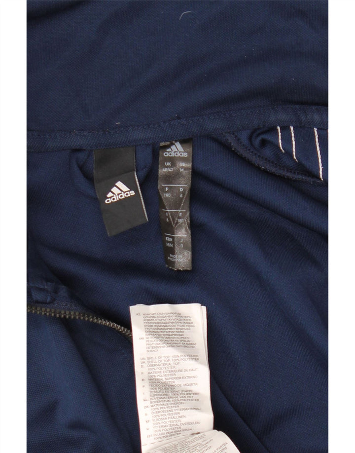 ADIDAS Mens Tracksuit Top Jacket UK 40/42 Médio Azul Marinho Poliéster