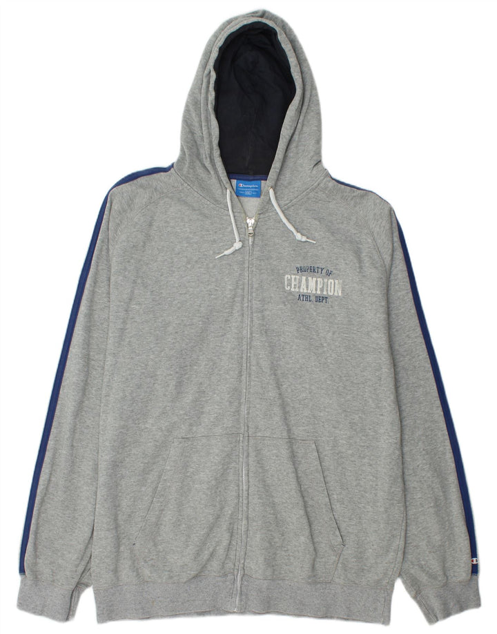 CHAMPION Suéter masculino com capuz e zíper gráfico 2XL cinza