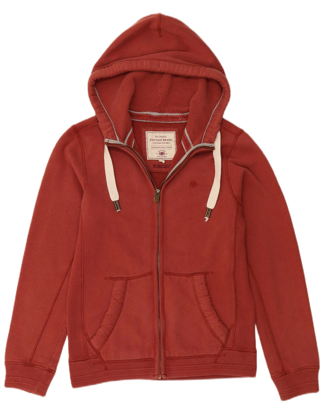Suéter masculino com capuz e zíper FAT FACE pequeno Borgonha
