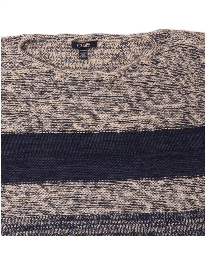 Suéter feminino CHAPS manga 3/4 com gola canoa Reino Unido 22 3XL cinza listrado