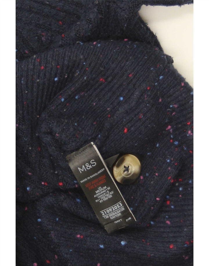 Suéter cardigã feminino Marks & Spencer Reino Unido 14 médio azul marinho manchado