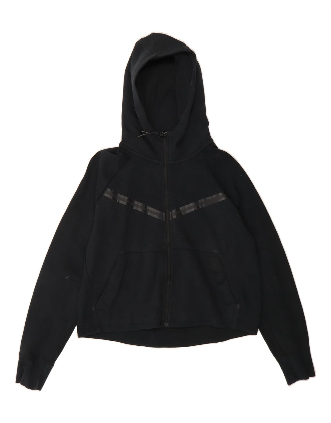 NIKE Womens Crop Oversized Zip Hoodie Sweater UK 10 Small Black Cotton Vintage Nike and Second-Hand Nike from Messina Hembry 