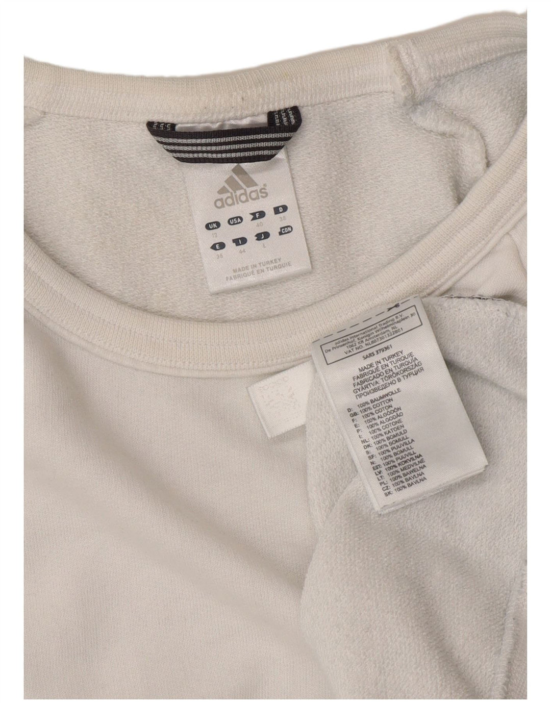 Adidas Womens Sweatshirt Jumper UK 12 Médio Algodão Branco