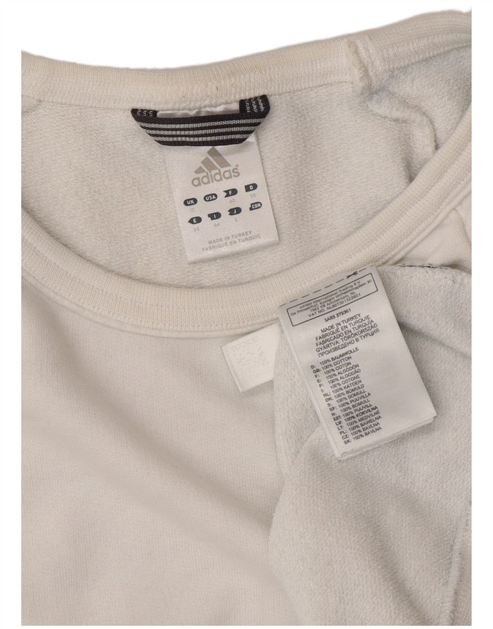 Adidas Womens Sweatshirt Jumper UK 12 Médio Algodão Branco