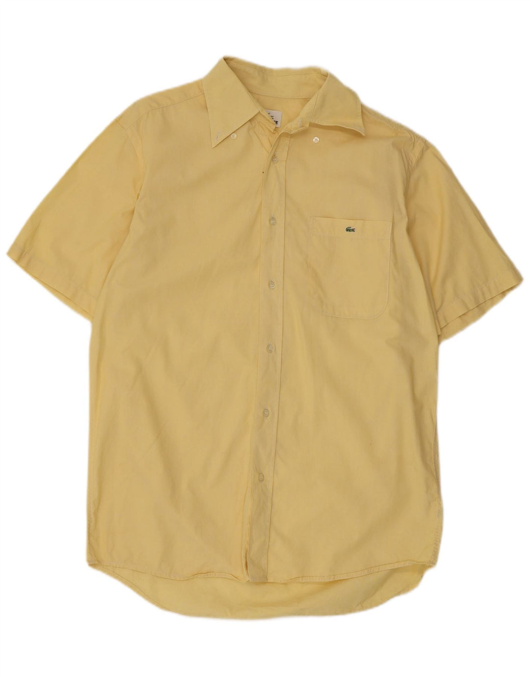 Lacoste camisa masculina de manga curta tamanho 40 algodão amarelo médio