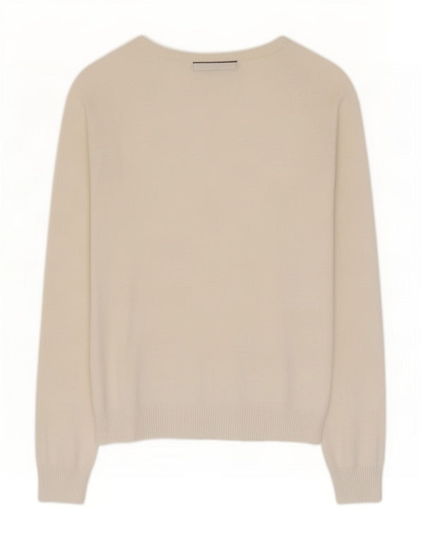 Suéter cardigã feminino Zara Reino Unido 12 algodão branco médio