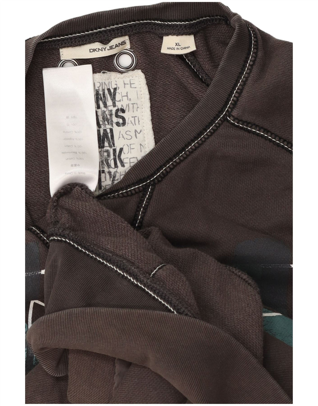 Dkny moletom gráfico masculino jumper XL algodão cinza
