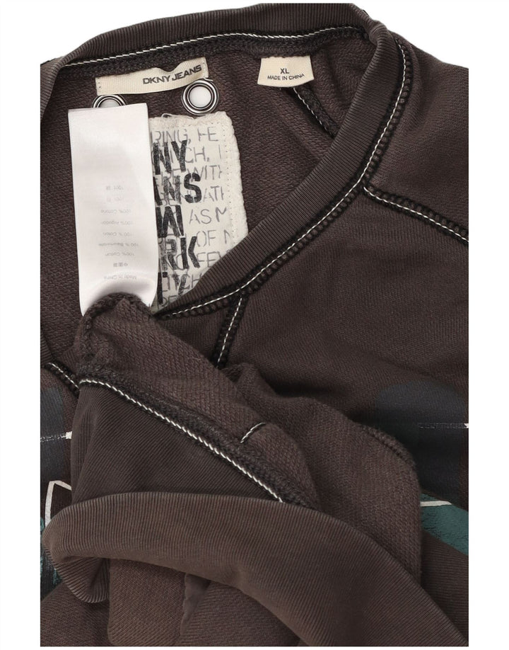 Dkny moletom gráfico masculino jumper XL algodão cinza