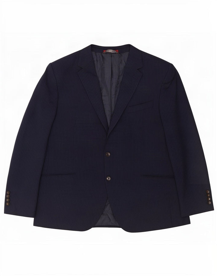 Jaqueta Blazer Curta Masculina Marks & Spencer Reino Unido 46 3XL Riscas Azul Marinho