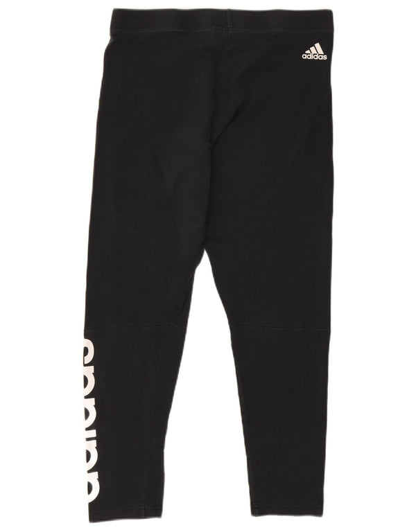 ADIDAS Womens Graphic Leggings UK 16/18 Large  Black Cotton