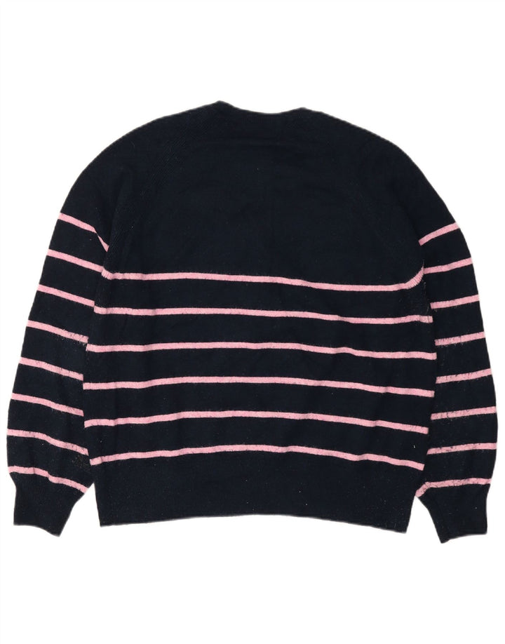 Suéter feminino MARKS & SPENCER com gola redonda e botão Reino Unido 14 médio azul marinho
