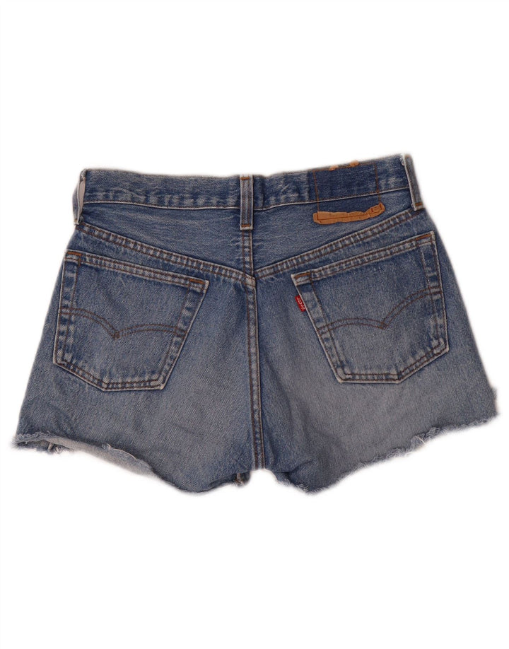 Shorts jeans feminino Levi's desgastado W26 pequeno azul