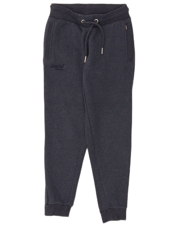 Calça de treino feminina Superdry Joggers UK 8 pequeno algodão azul marinho