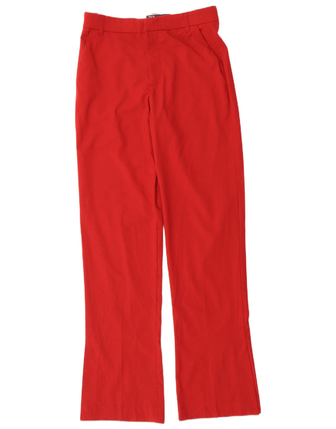 Zara Calça feminina Bootcut Chino pequena W26 L33 poliéster vermelho