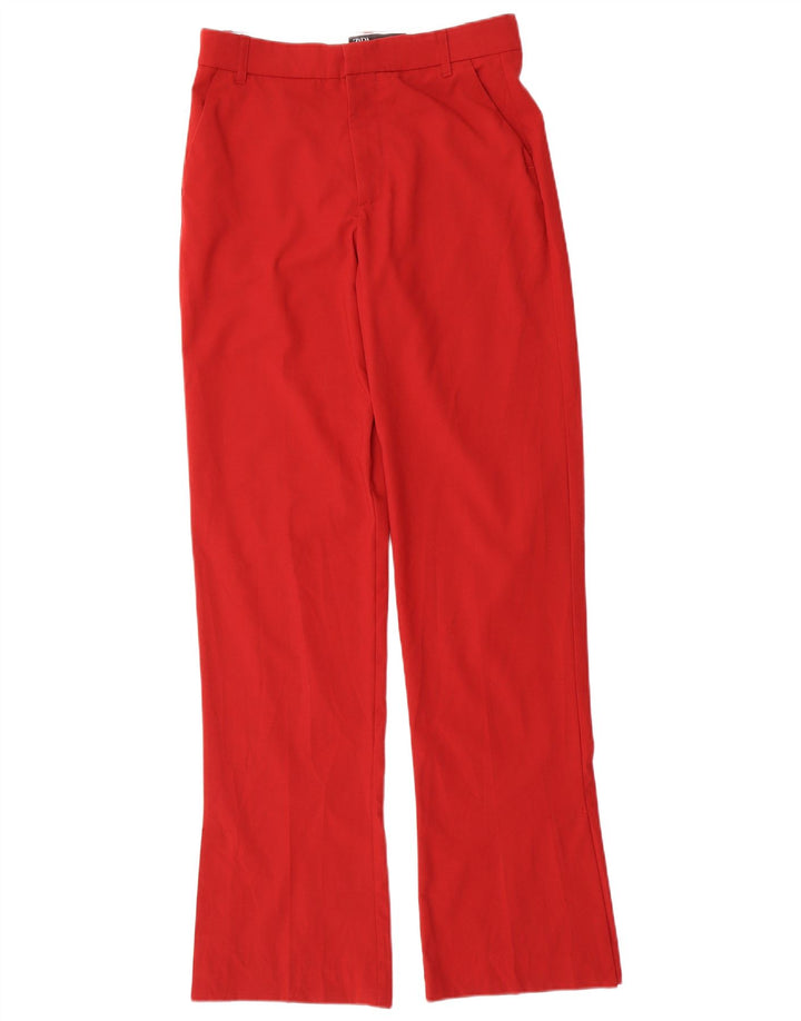 Zara Calça feminina Bootcut Chino pequena W26 L33 poliéster vermelho