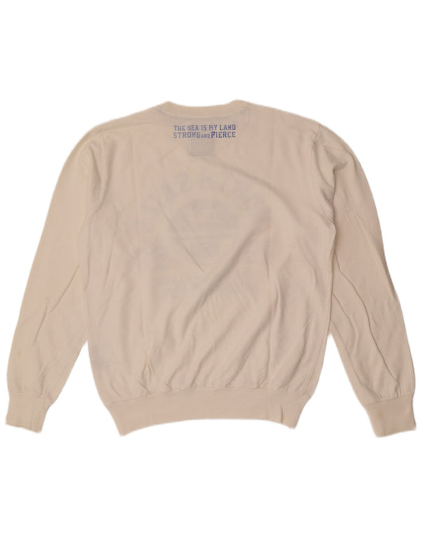 North Sails moletom gráfico masculino jumper médio algodão branco