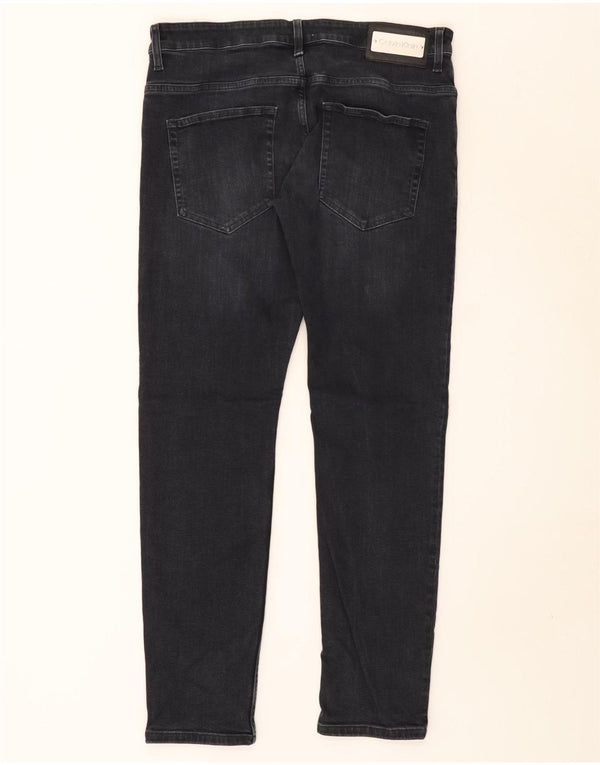 Calvin Klein Mens Jeans Slim W33 L32 Algodão Preto