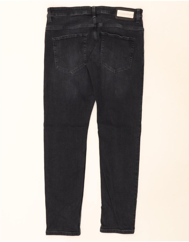 Calvin Klein Mens Jeans Slim W33 L32 Algodão Preto