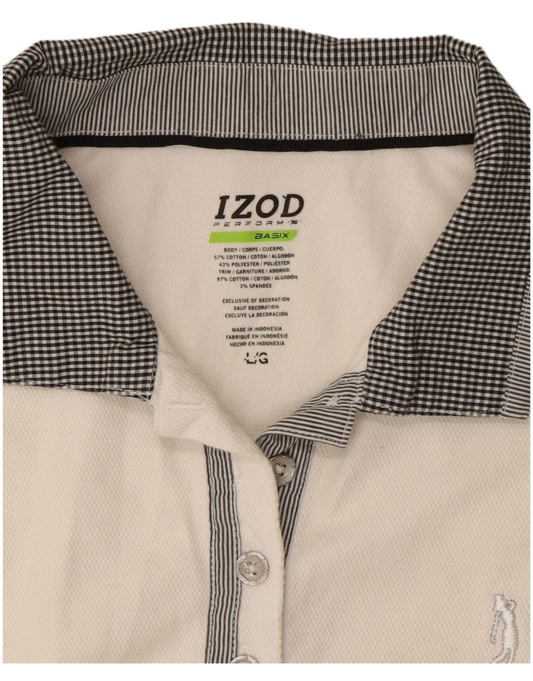 Camisa polo feminina sem mangas IZOD Reino Unido 14 grande algodão branco