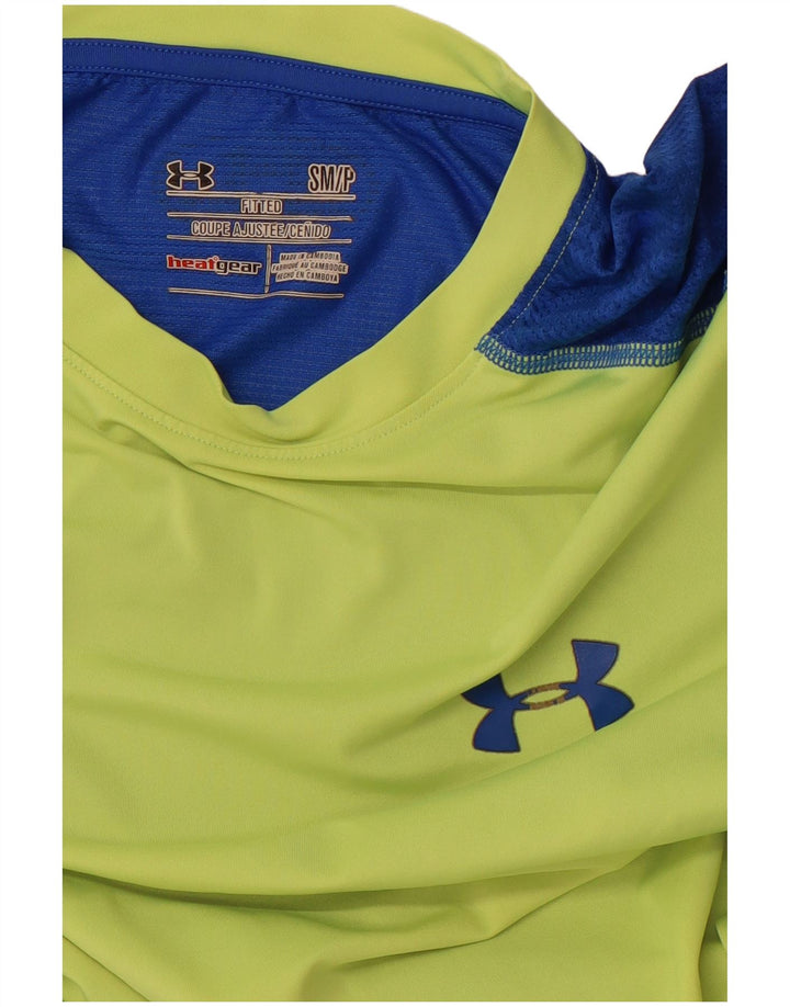 Camiseta masculina Under ARMOR Heat Gear Top pequeno bloco colorido verde