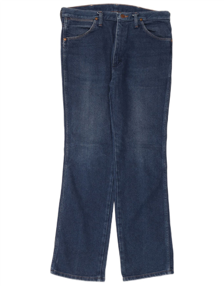 Wrangler Mens Straight Jeans W33 L30 Azul Algodão
