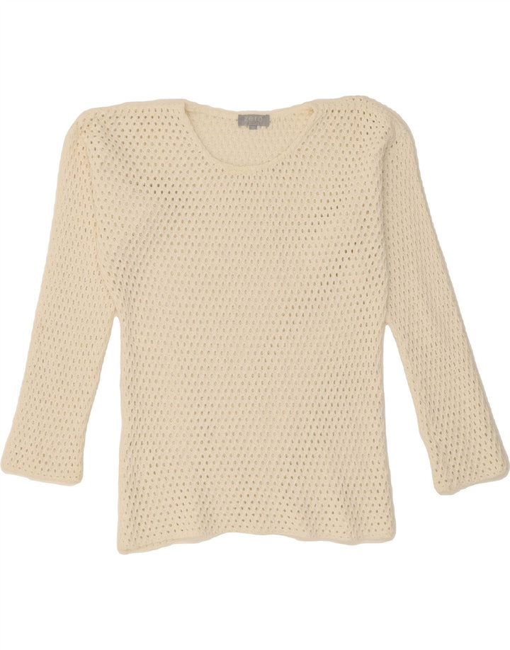 ZERO Womens See Through Crew Neck Jumper Sweater IT 42 Medium White Vintage Zero and Second-Hand Zero from Messina Hembry 