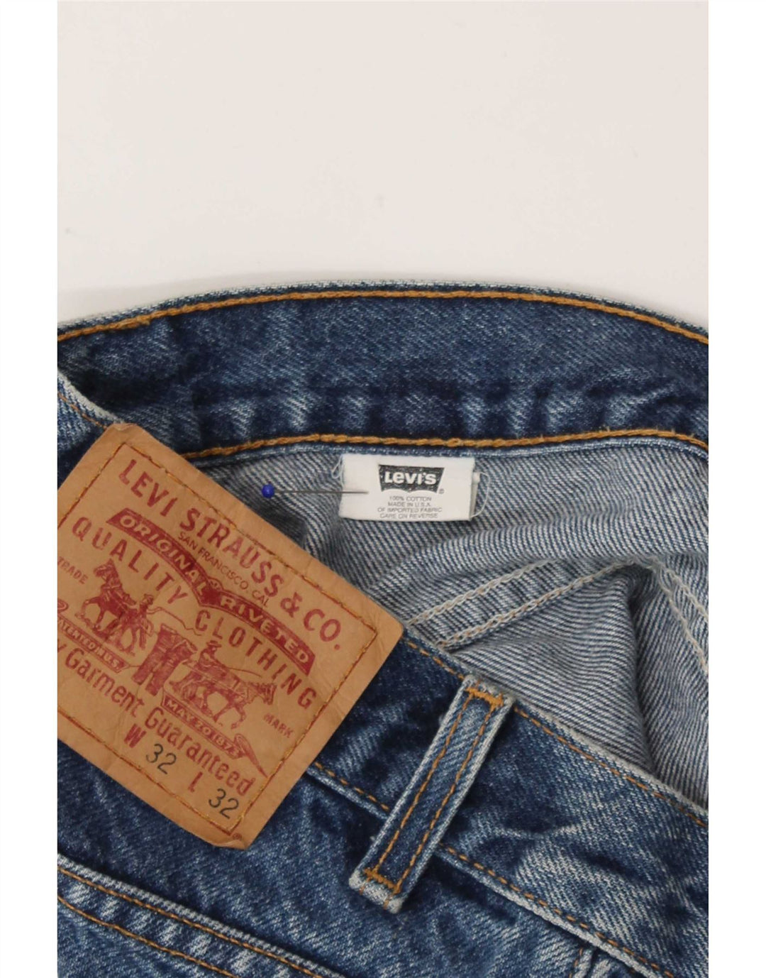 Shorts jeans feminino 517 da Levi's W32 grande algodão azul