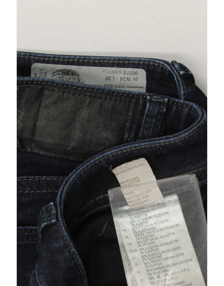 Diesel Mens Slim Jeans W34 L30 Azul Marinho Algodão