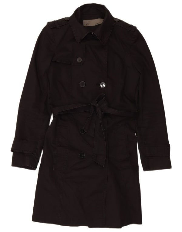 Trench Coat feminino ZARA UK 6 XS algodão preto