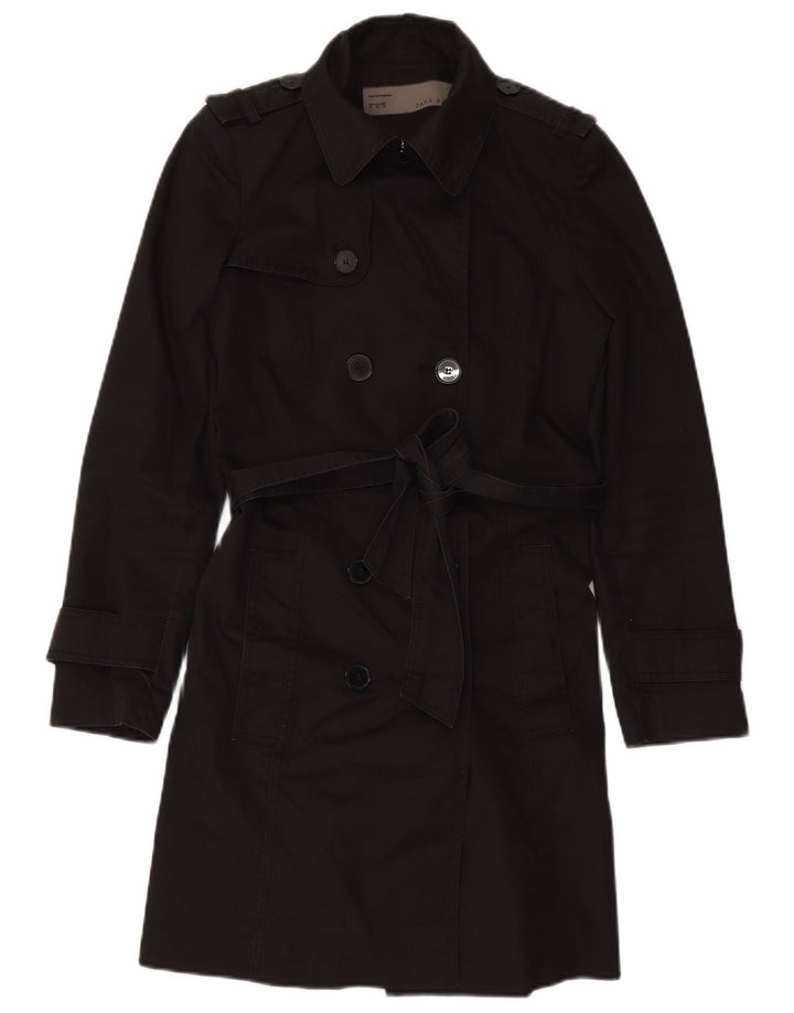 Trench Coat feminino ZARA UK 6 XS algodão preto