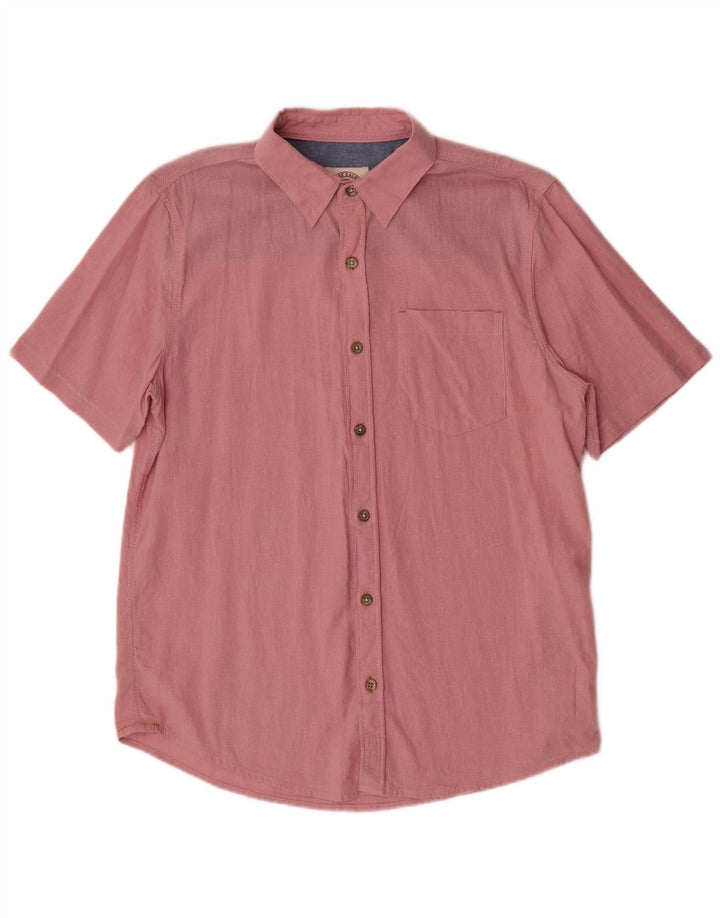 Camisa masculina de manga curta Fat Face linho rosa médio