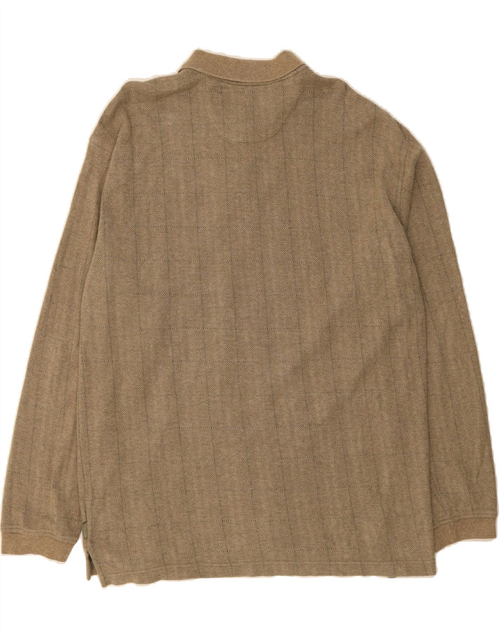 IZOD Mens Polo Neck Jumper Sweater XL Beige Striped Cotton Vintage Izod and Second-Hand Izod from Messina Hembry 