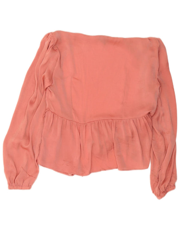 Blusa feminina Topshop com camisa envolvente Reino Unido 12 poliéster rosa médio