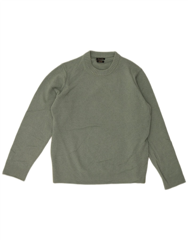 Suéter masculino Massimo Dutti com gola redonda, grande lã verde