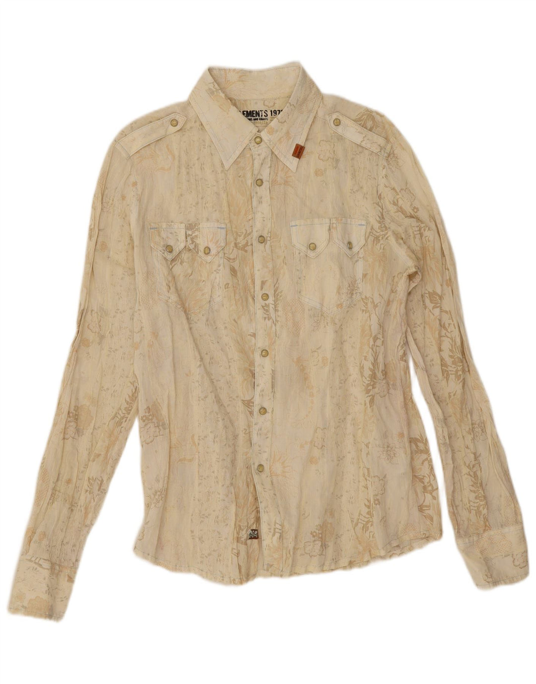 Camisa masculina ocidental Zu Elements grande bege floral