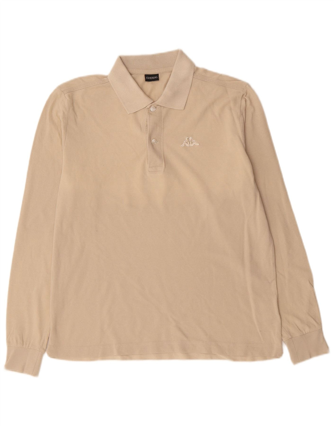 Camisa polo masculina de manga comprida KAPPA pequena bege algodão