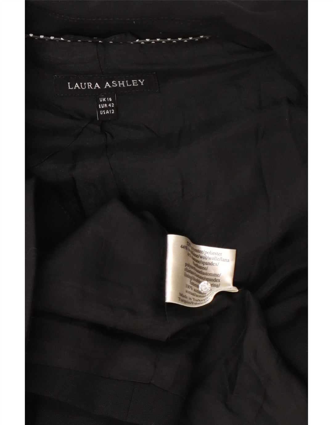 Jaqueta blazer feminina Laura Ashley com 1 botão Reino Unido 16 grande poliéster preto