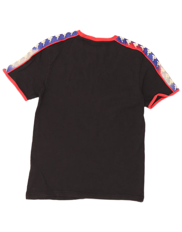 Camiseta masculina Kappa com estampa gráfica pequena de algodão colorido preto