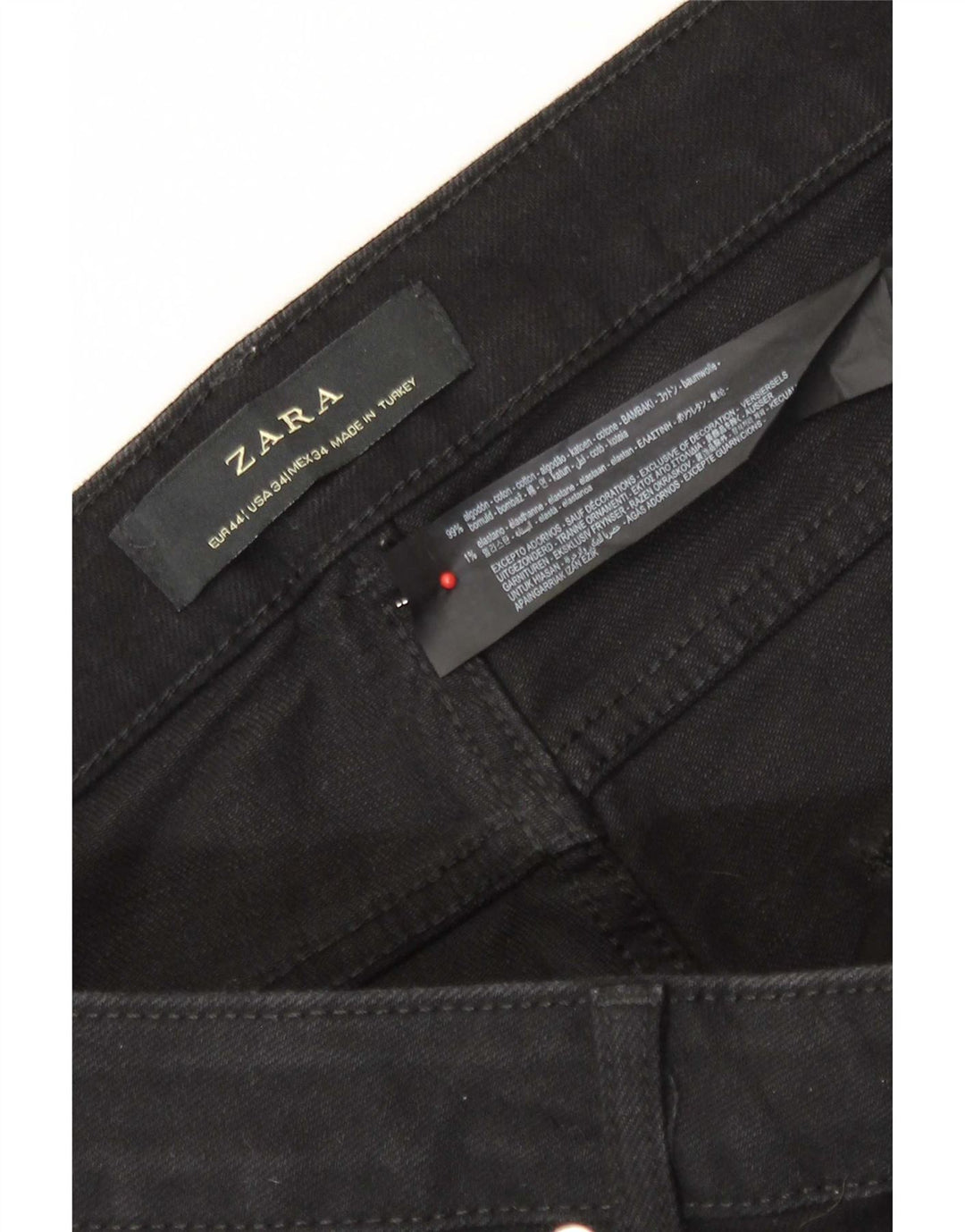 Zara Mens Slim Jeans EU 44 Grande W34 L29 Algodão Preto