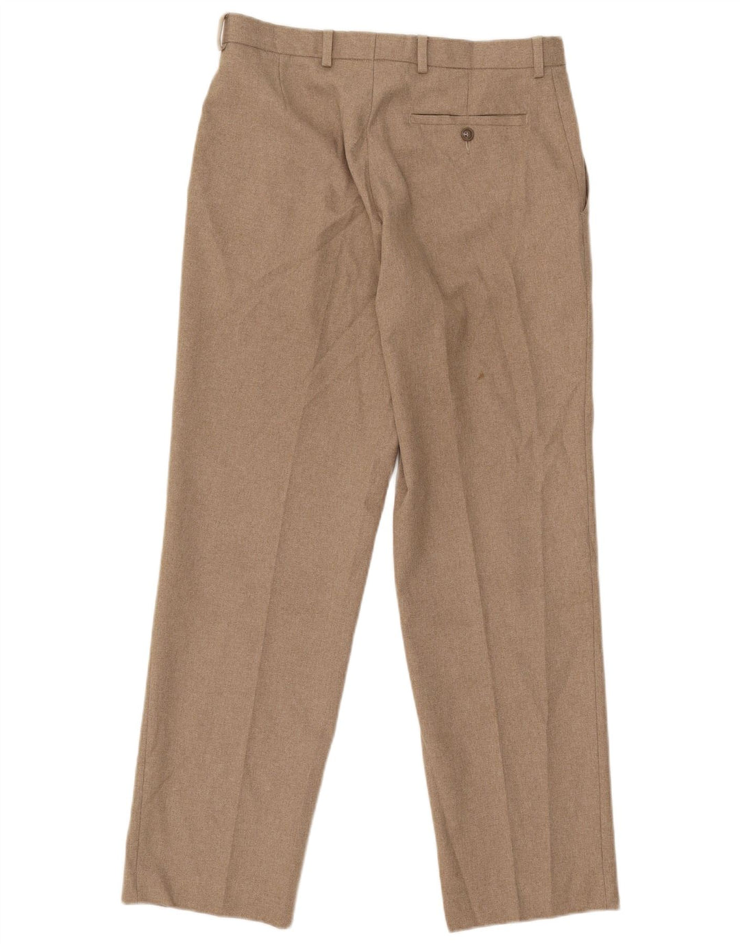 Calça chino reta masculina Marks & Spencer W32 L31 poliéster bege