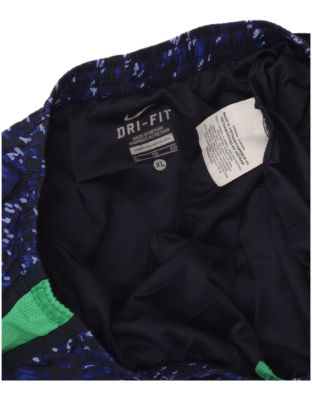 Shorts esportivos femininos NIKE Dri Fit UK 18 XL azul marinho colorblock poliéster