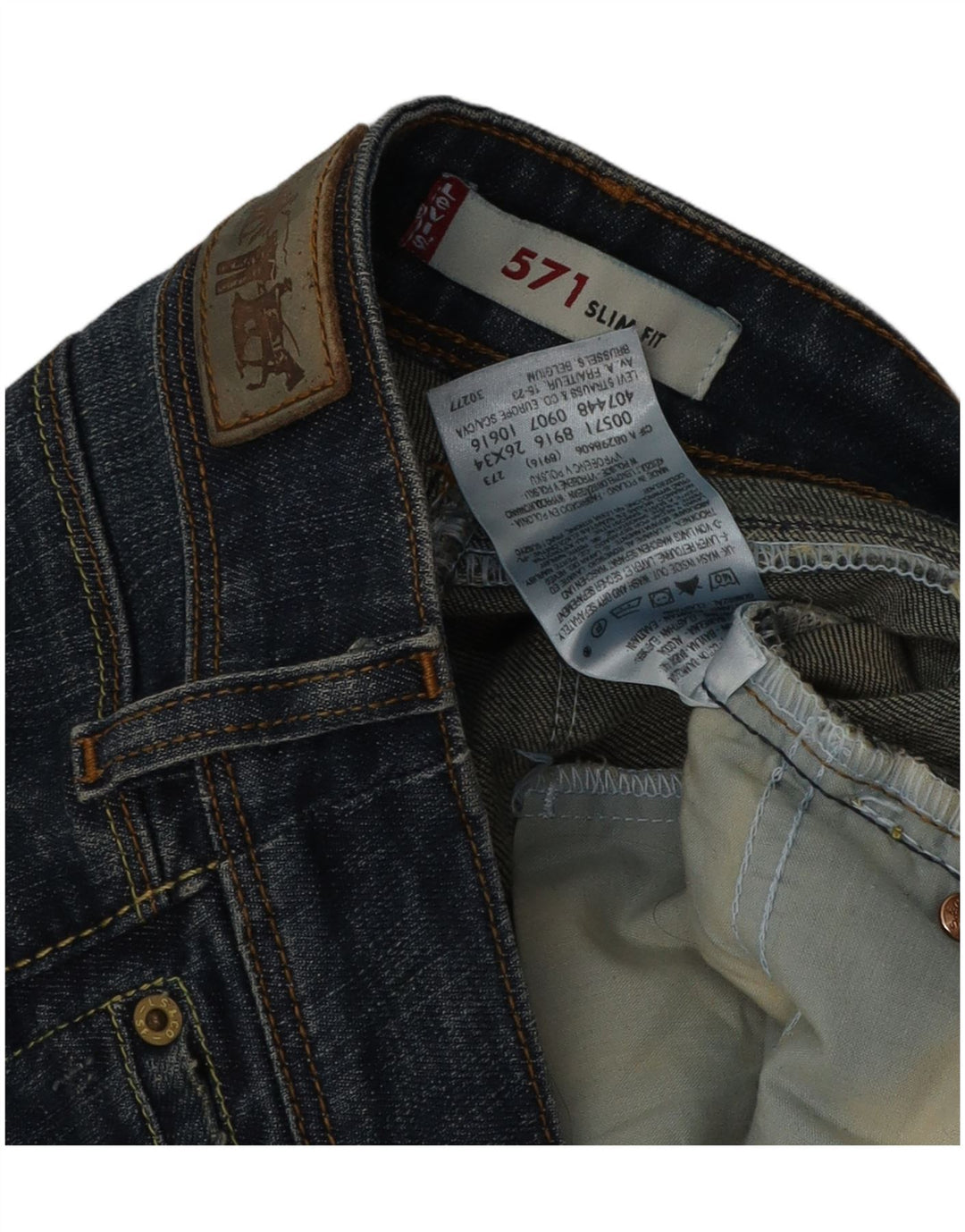 Calça jeans feminina Levi's 571 Slim W26 L34 azul marinho algodão