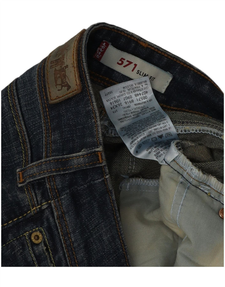 Calça jeans feminina Levi's 571 Slim W26 L34 azul marinho algodão
