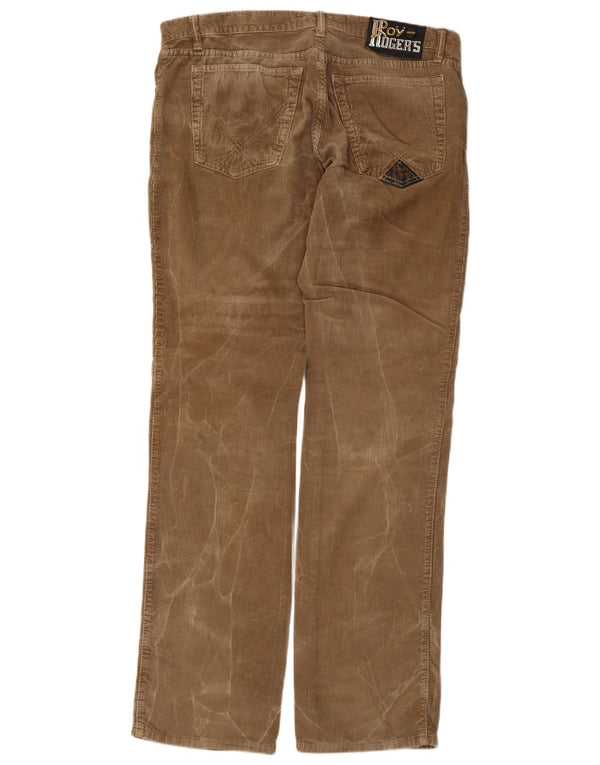 Calça masculina de veludo cotelê Roy Rogers W36 L34 algodão bege