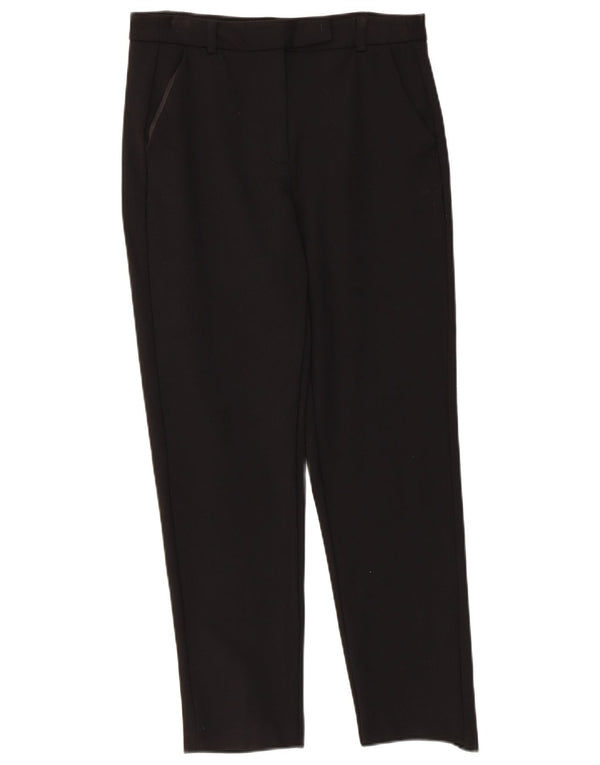 Calça feminina reta casual Marks & Spencer Reino Unido 10 pequena W30 L25 preta
