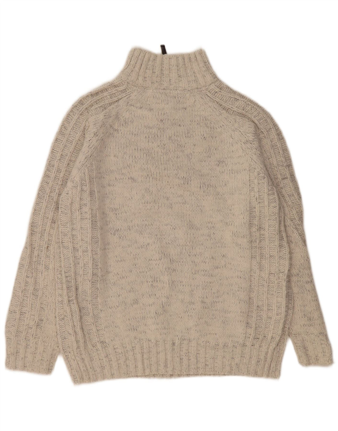 Suéter masculino Marks & Spencer com zíper e gola em acrílico manchado branco médio