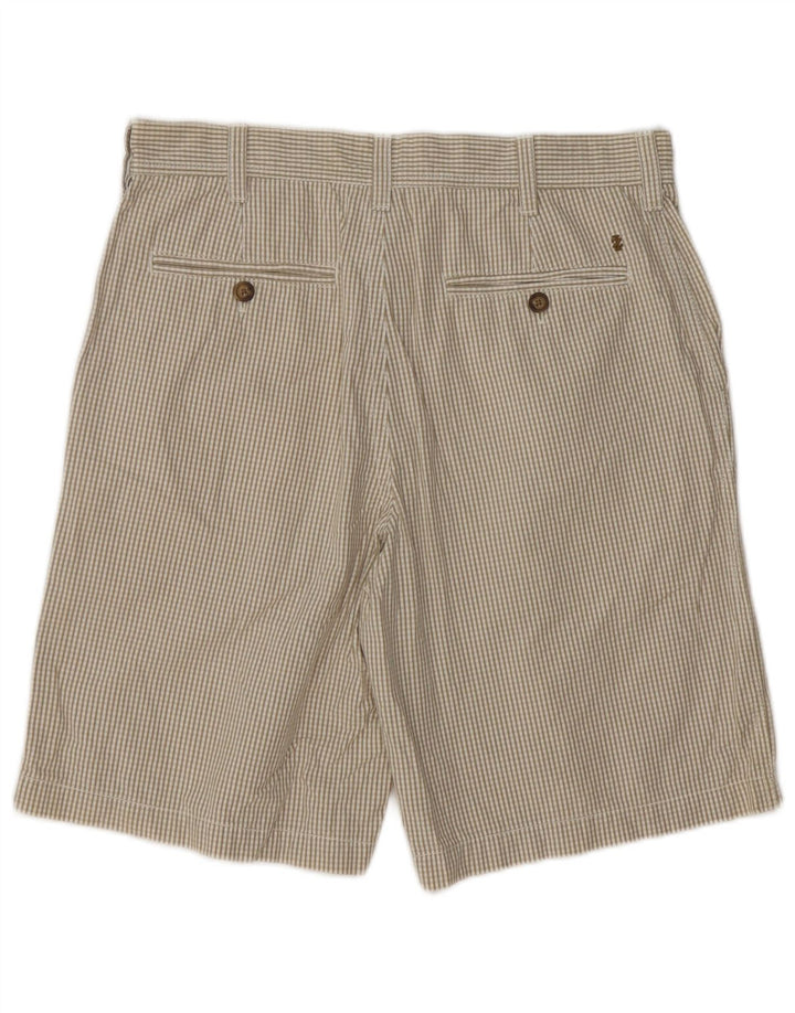 IZOD Mens Chino Shorts W32 Algodão Gingham Bege Médio