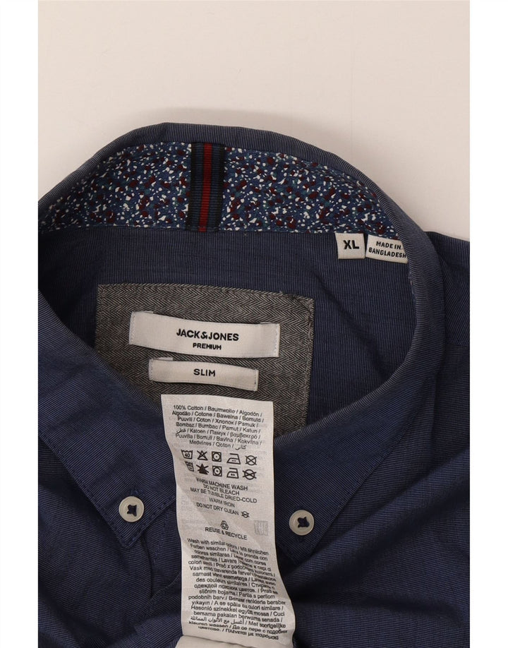 Camisa Slim Masculina Jack & Jones XL Azul Algodão